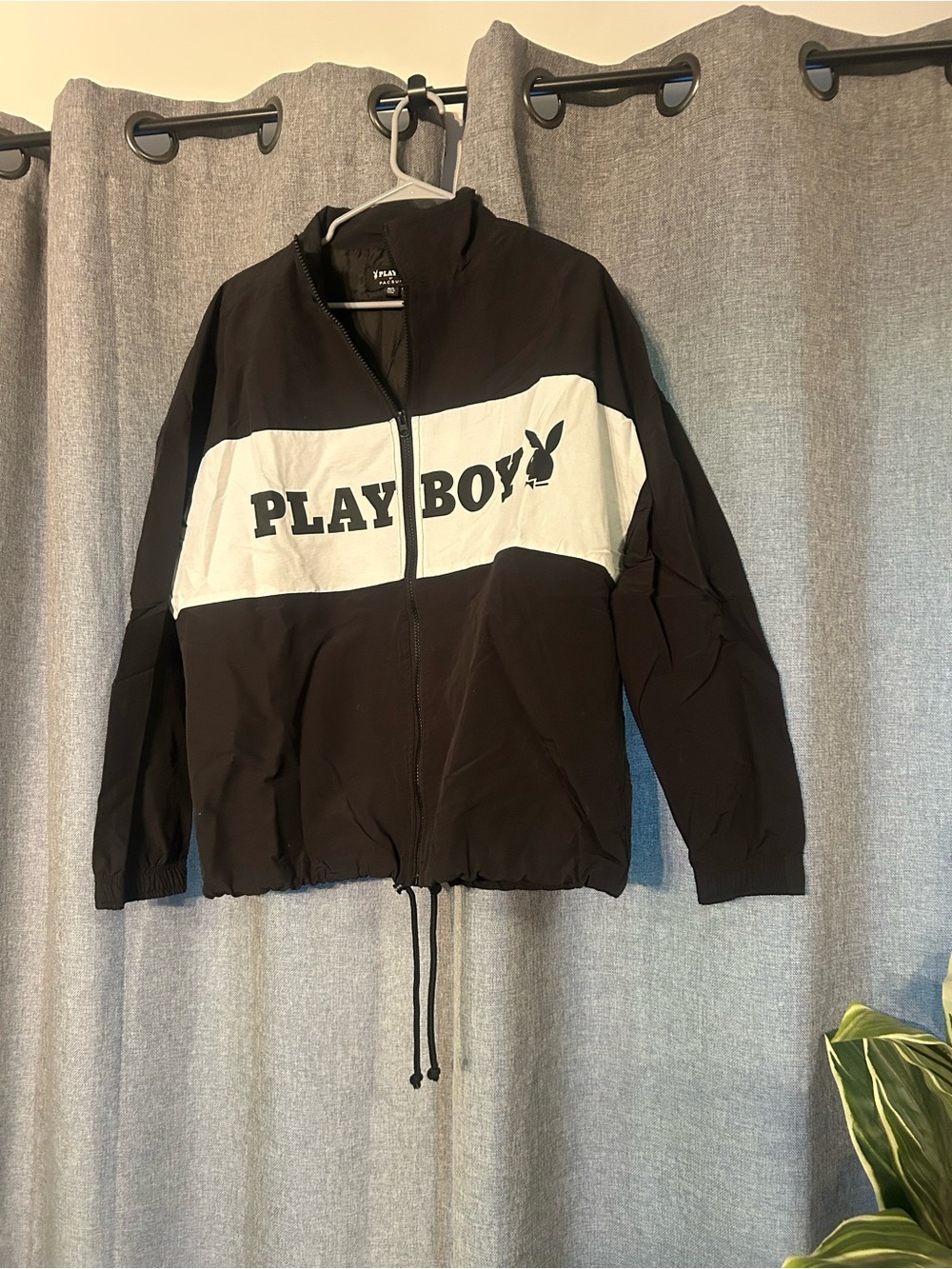 Pacsun PLAYBOY Black and White Colorblock Windbreaker Jacket